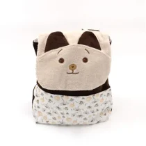 Sac à dos Ours beige en bambou/coton doublé de coton Oeko-Tex. Fermeture des poches aimantée.