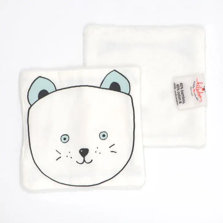 59.Lingettes lavables chat blanc