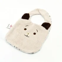 Bavoir Ours beige en bambou/coton