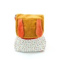 Sac à dos Lapin moutarde en bambou/coton doublé de coton Oeko-Tex. Poches aimantées.