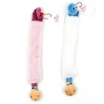 2 attache-tétines rose et blanc