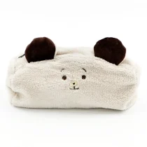 Trousse beige brodée Ours en bambou/coton doublée de coton Oeko-Tex déperlant